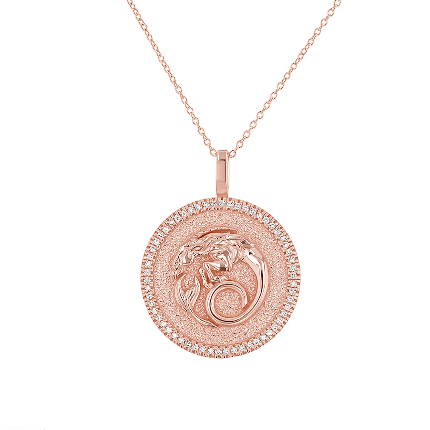 Diamond Zodiac Coin Medallion Necklace