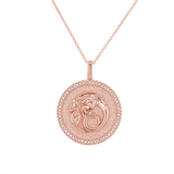 Diamond Zodiac Coin Medallion Necklace