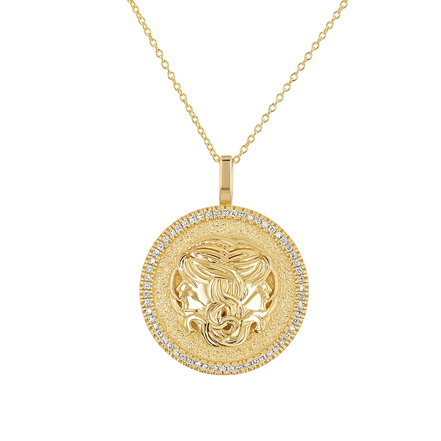 Diamond Zodiac Coin Medallion Necklace