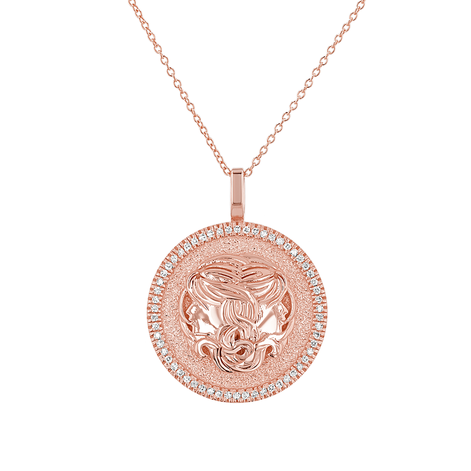 Diamond Zodiac Coin Medallion Necklace
