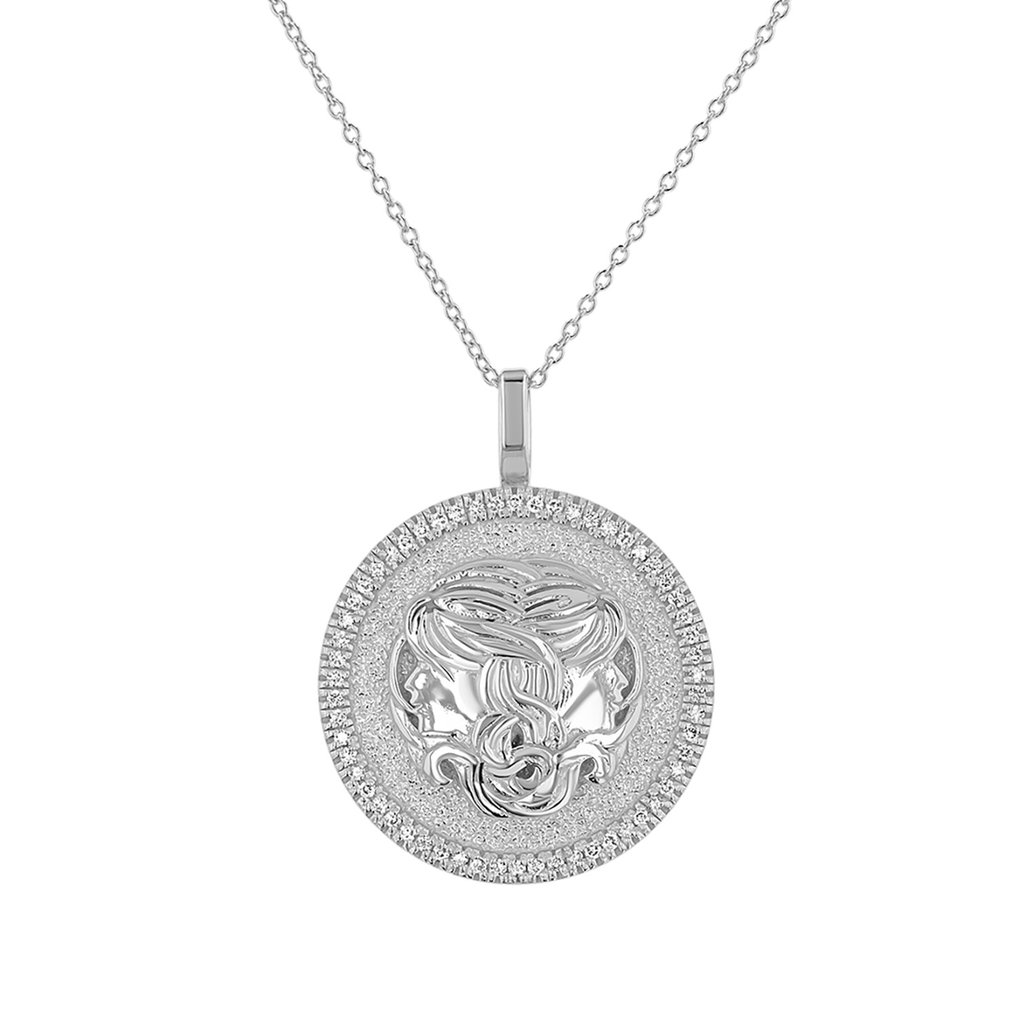 Diamond Zodiac Coin Medallion Necklace
