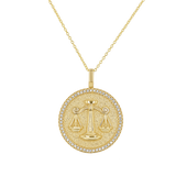 Diamond Zodiac Coin Medallion Necklace