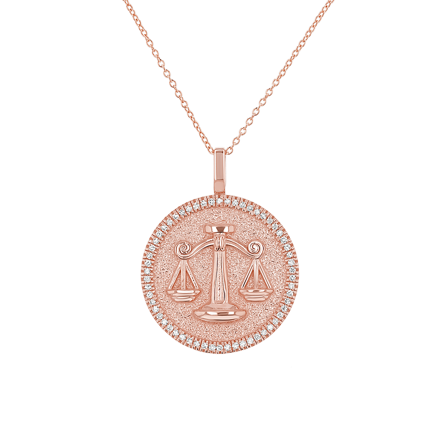 Diamond Zodiac Coin Medallion Necklace