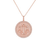 Diamond Zodiac Coin Medallion Necklace