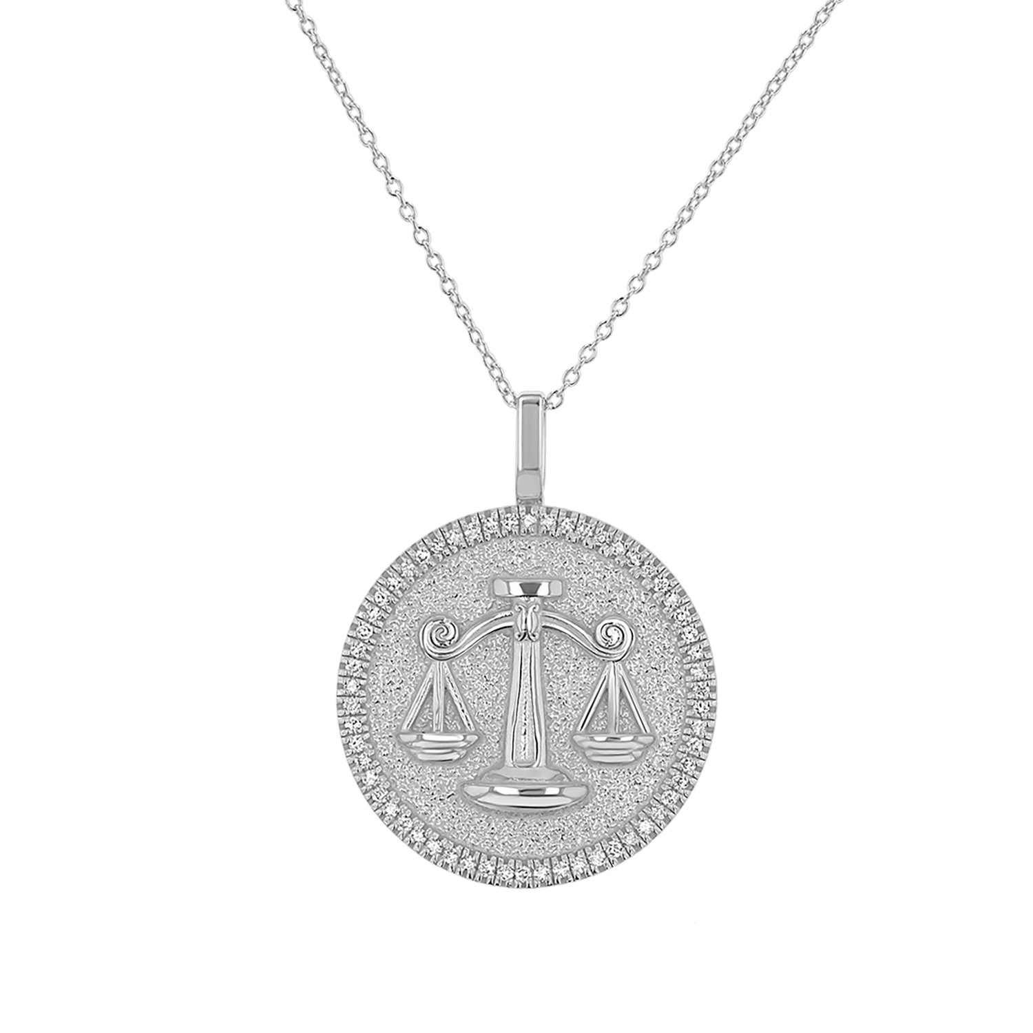 Diamond Zodiac Coin Medallion Necklace