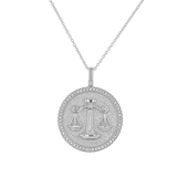 Diamond Zodiac Coin Medallion Necklace