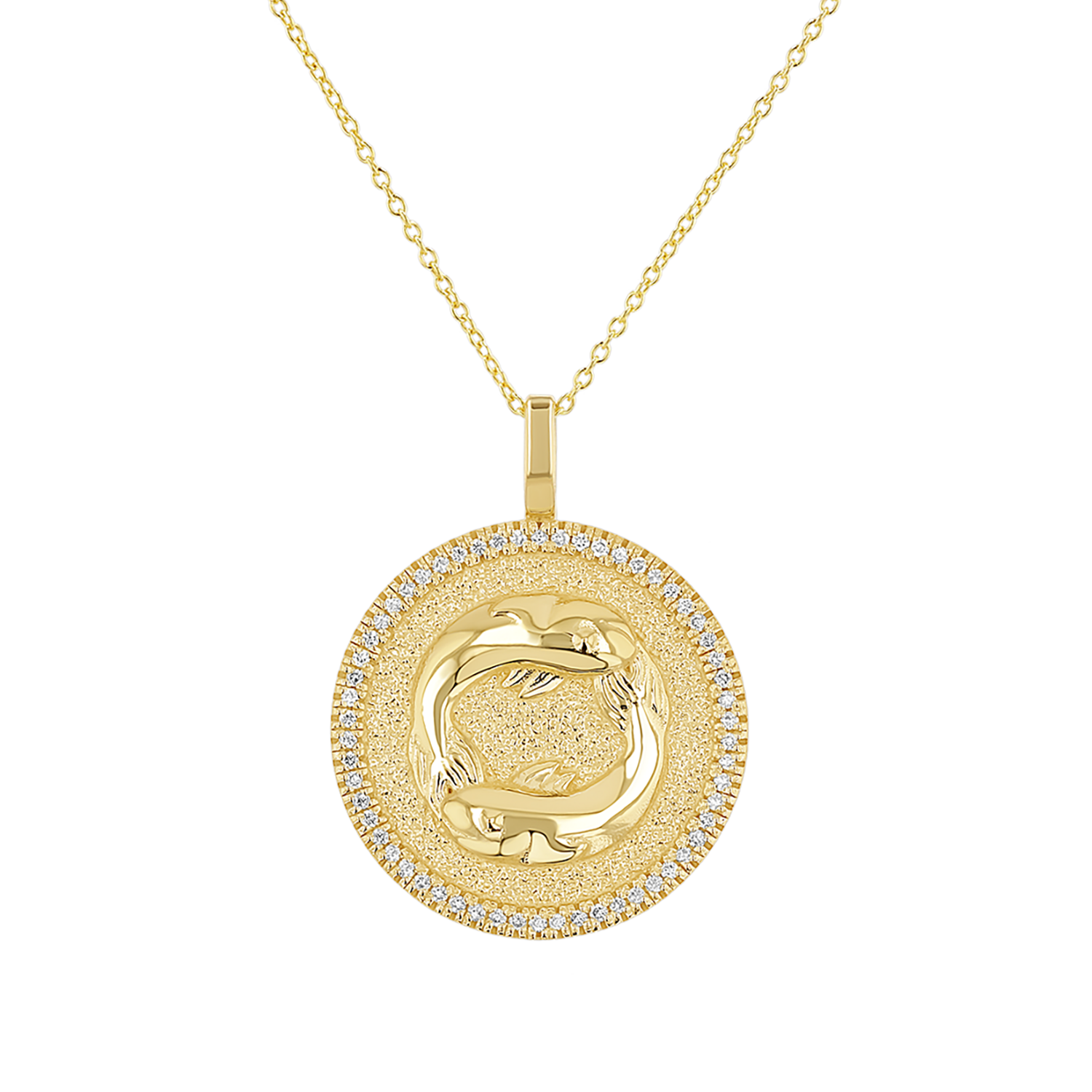 Diamond Zodiac Coin Medallion Necklace