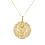 Diamond Zodiac Coin Medallion Necklace