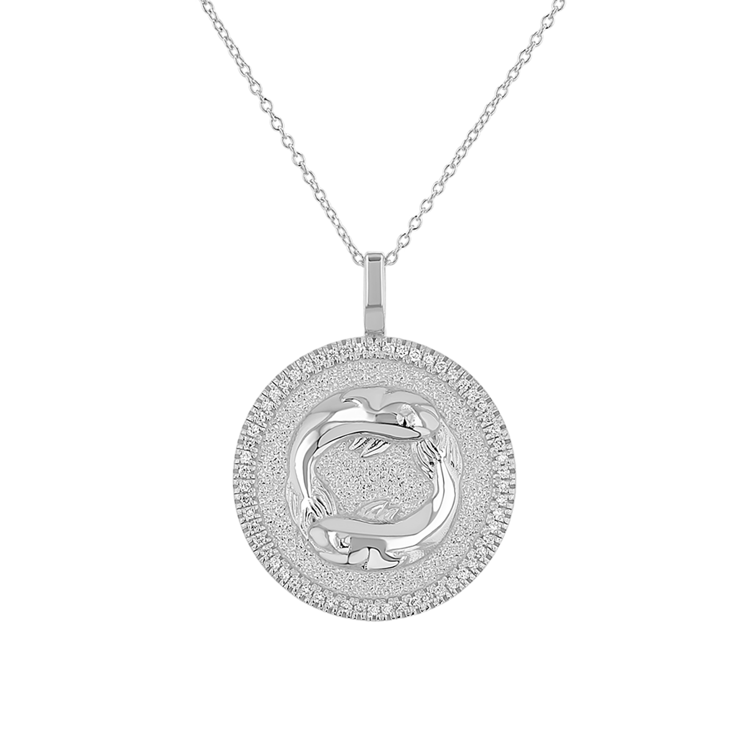 Diamond Zodiac Coin Medallion Necklace
