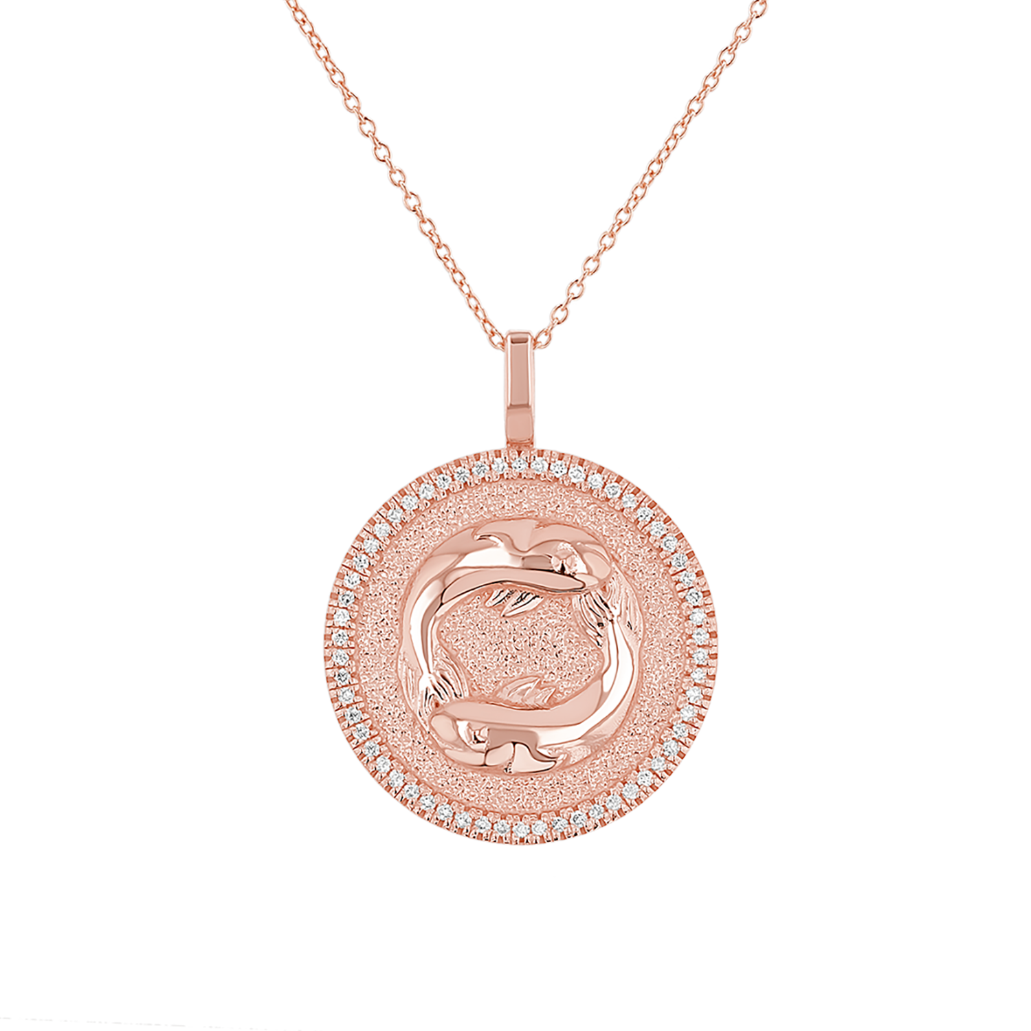 Diamond Zodiac Coin Medallion Necklace
