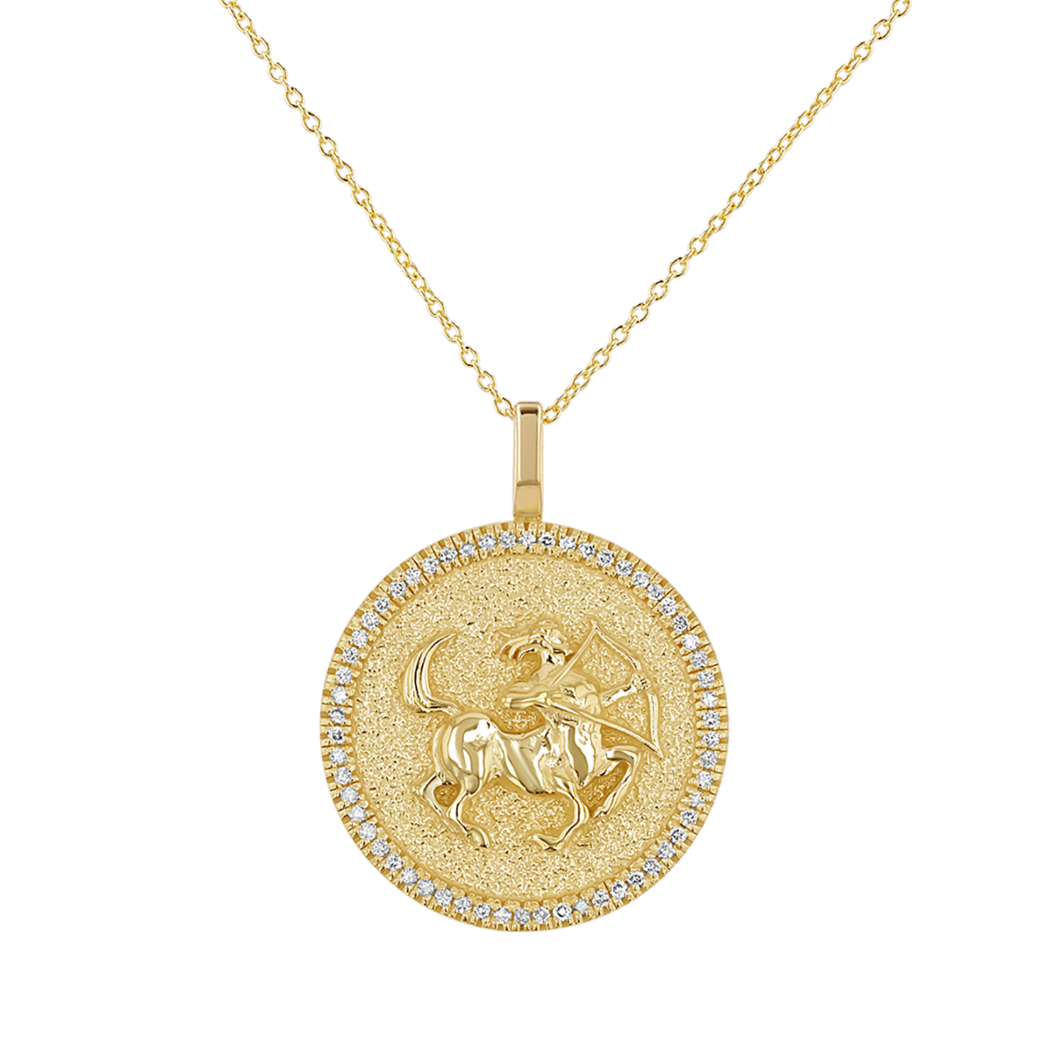 Diamond Zodiac Coin Medallion Necklace