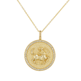 Diamond Zodiac Coin Medallion Necklace