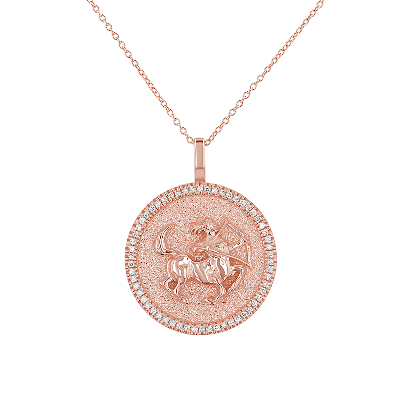 Diamond Zodiac Coin Medallion Necklace