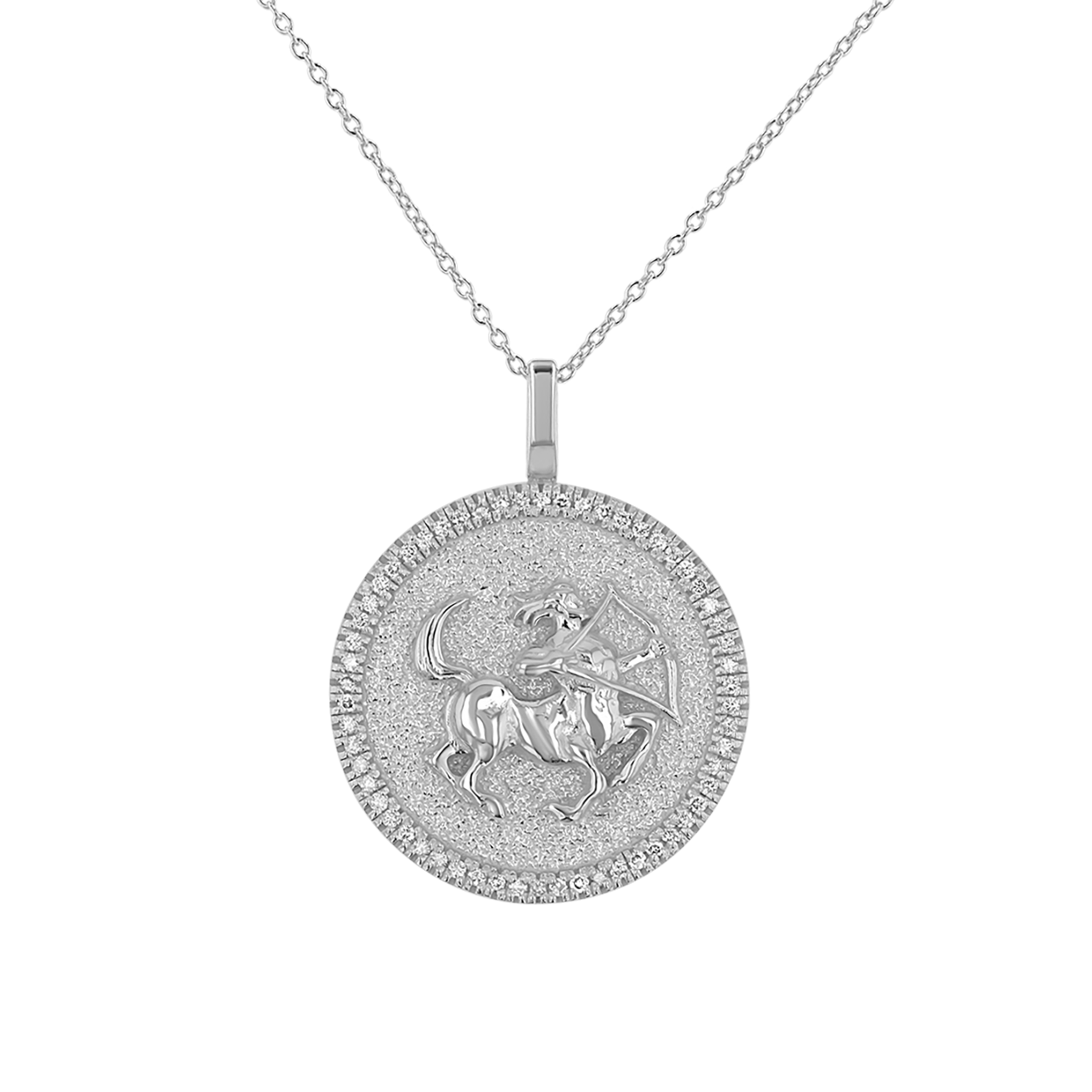 Diamond Zodiac Coin Medallion Necklace