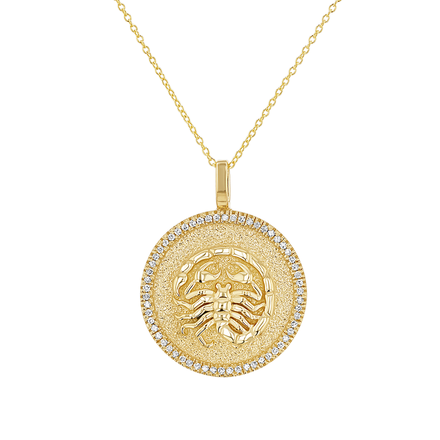 Diamond Zodiac Coin Medallion Necklace