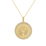 Diamond Zodiac Coin Medallion Necklace