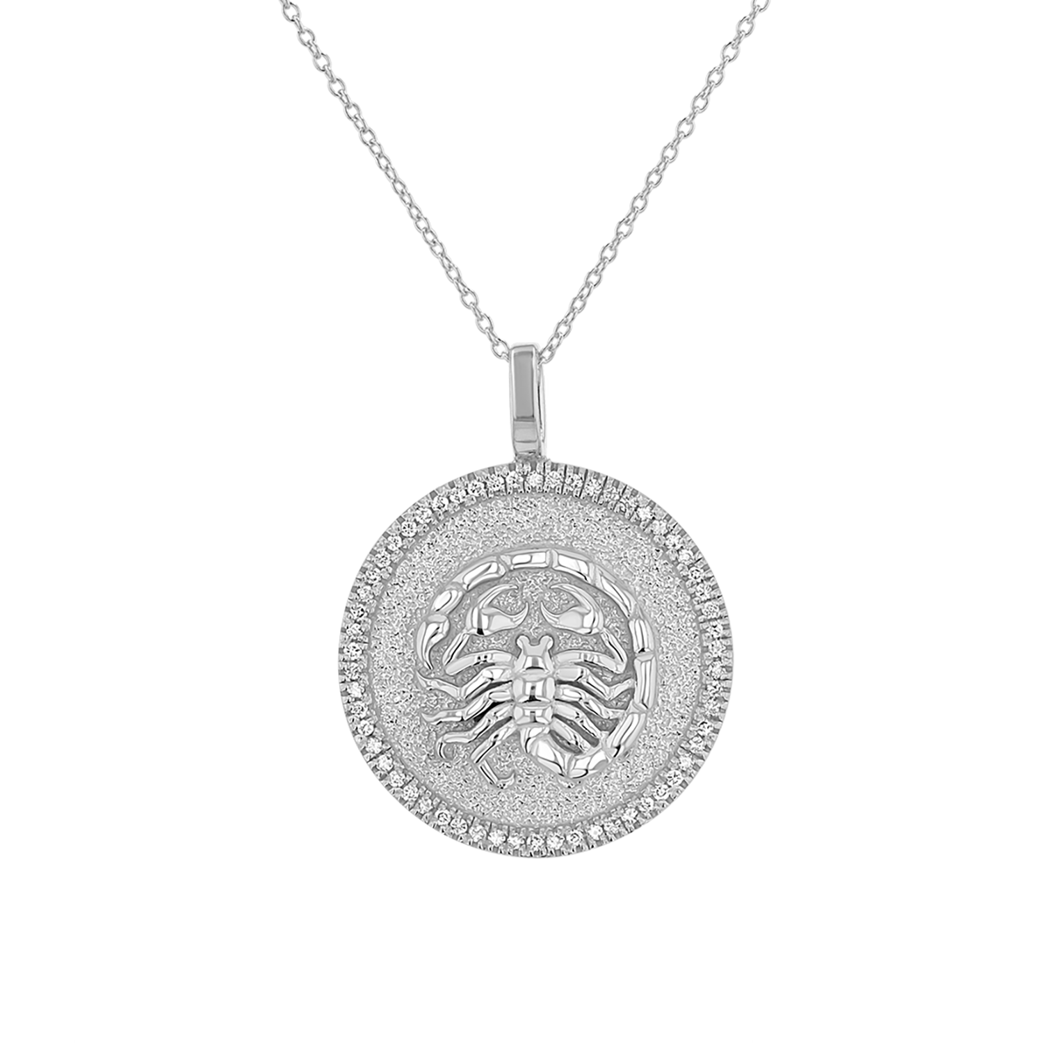 Diamond Zodiac Coin Medallion Necklace