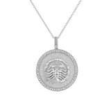 Diamond Zodiac Coin Medallion Necklace