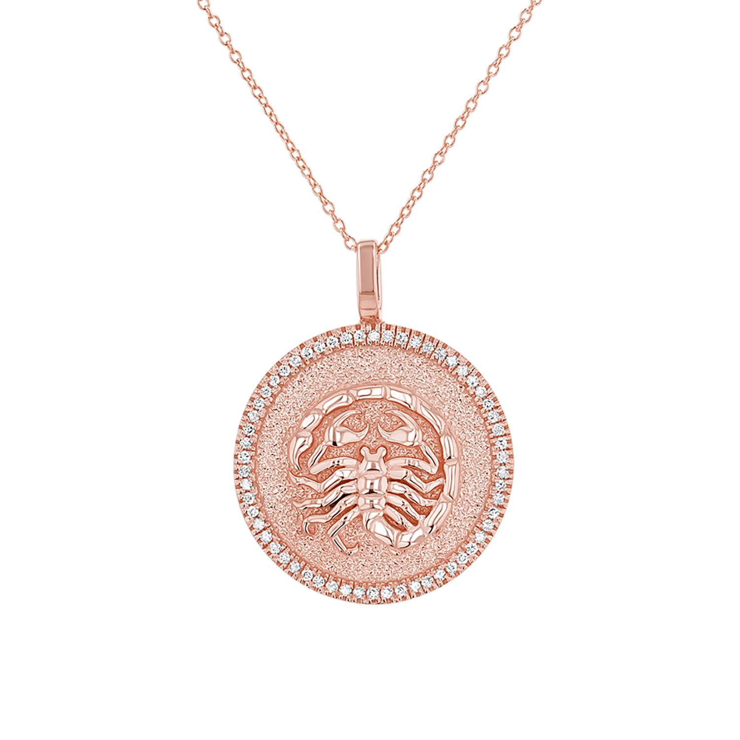 Diamond Zodiac Coin Medallion Necklace