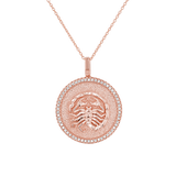 Diamond Zodiac Coin Medallion Necklace