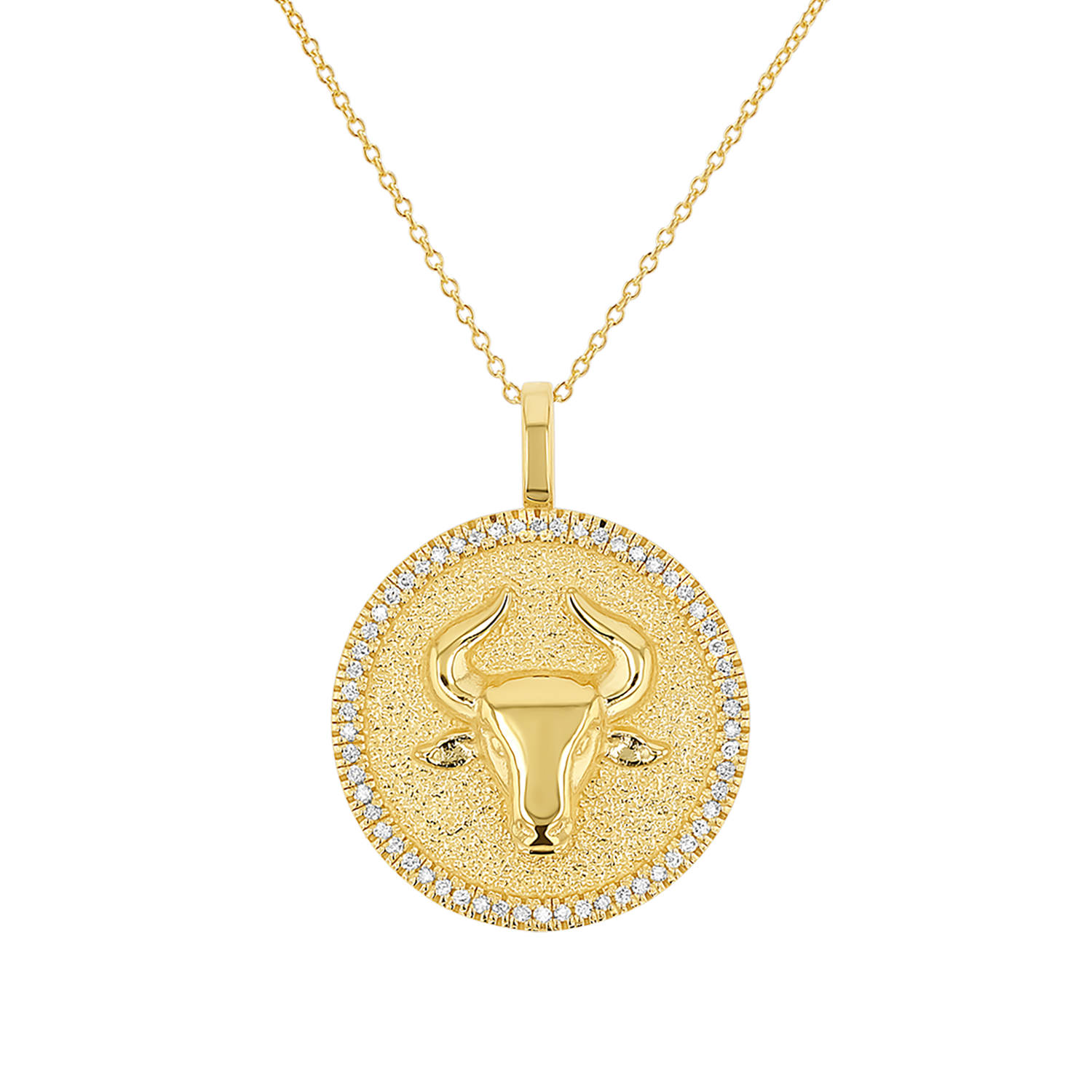 Diamond Zodiac Coin Medallion Necklace