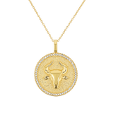 Diamond Zodiac Coin Medallion Necklace