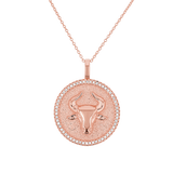Diamond Zodiac Coin Medallion Necklace