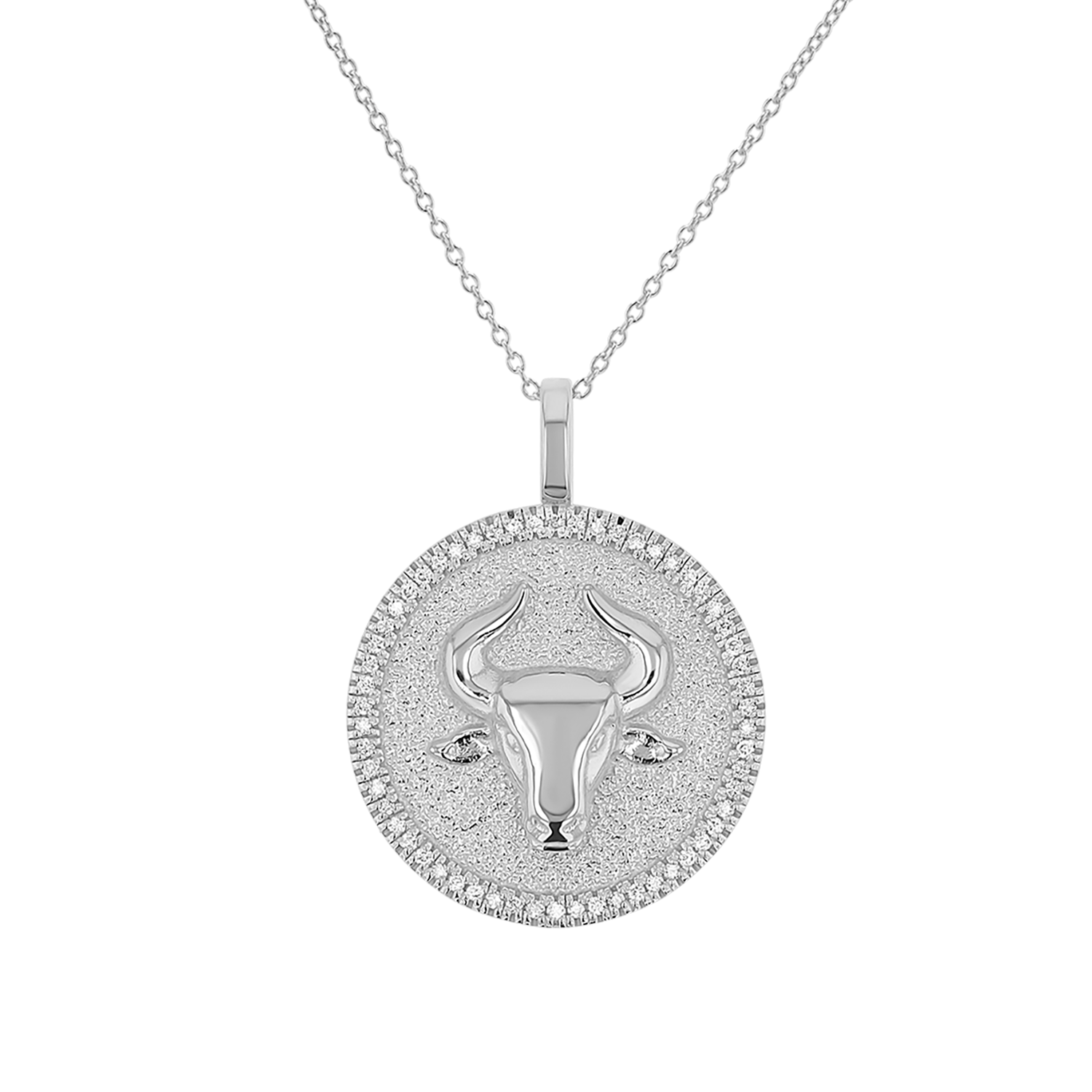 Diamond Zodiac Coin Medallion Necklace