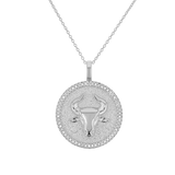 Diamond Zodiac Coin Medallion Necklace