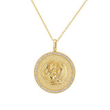 Diamond Zodiac Coin Medallion Necklace