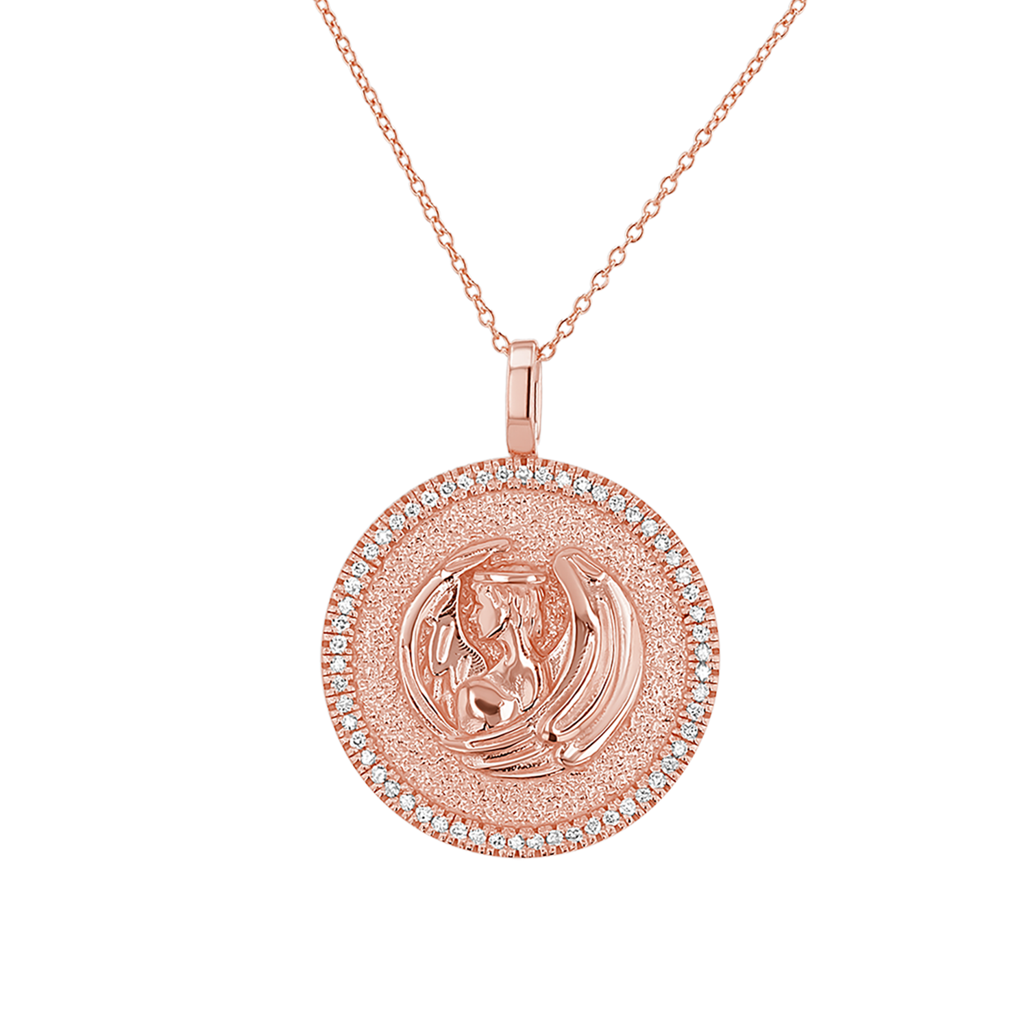 Diamond Zodiac Coin Medallion Necklace