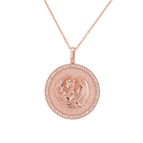 Diamond Zodiac Coin Medallion Necklace
