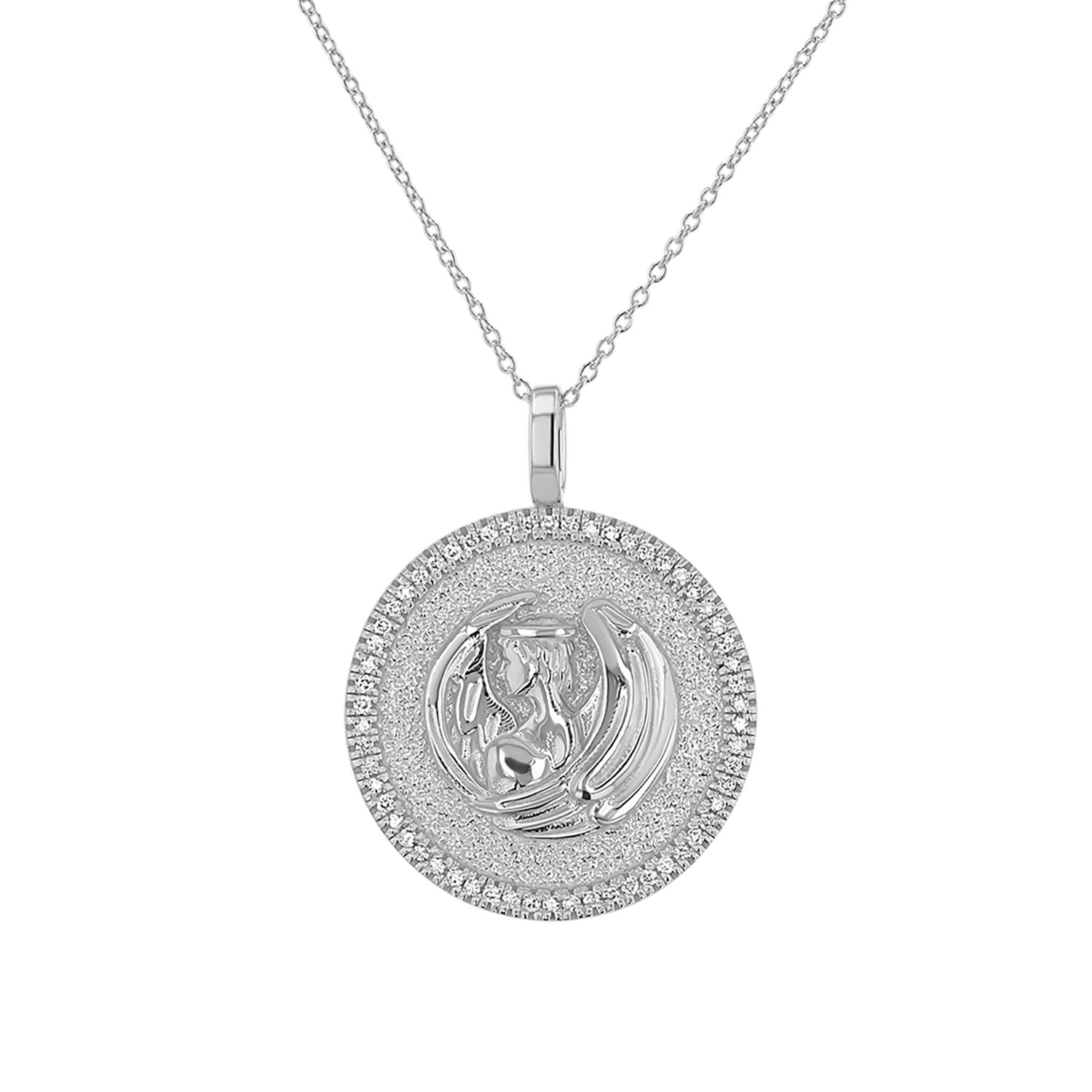 Diamond Zodiac Coin Medallion Necklace