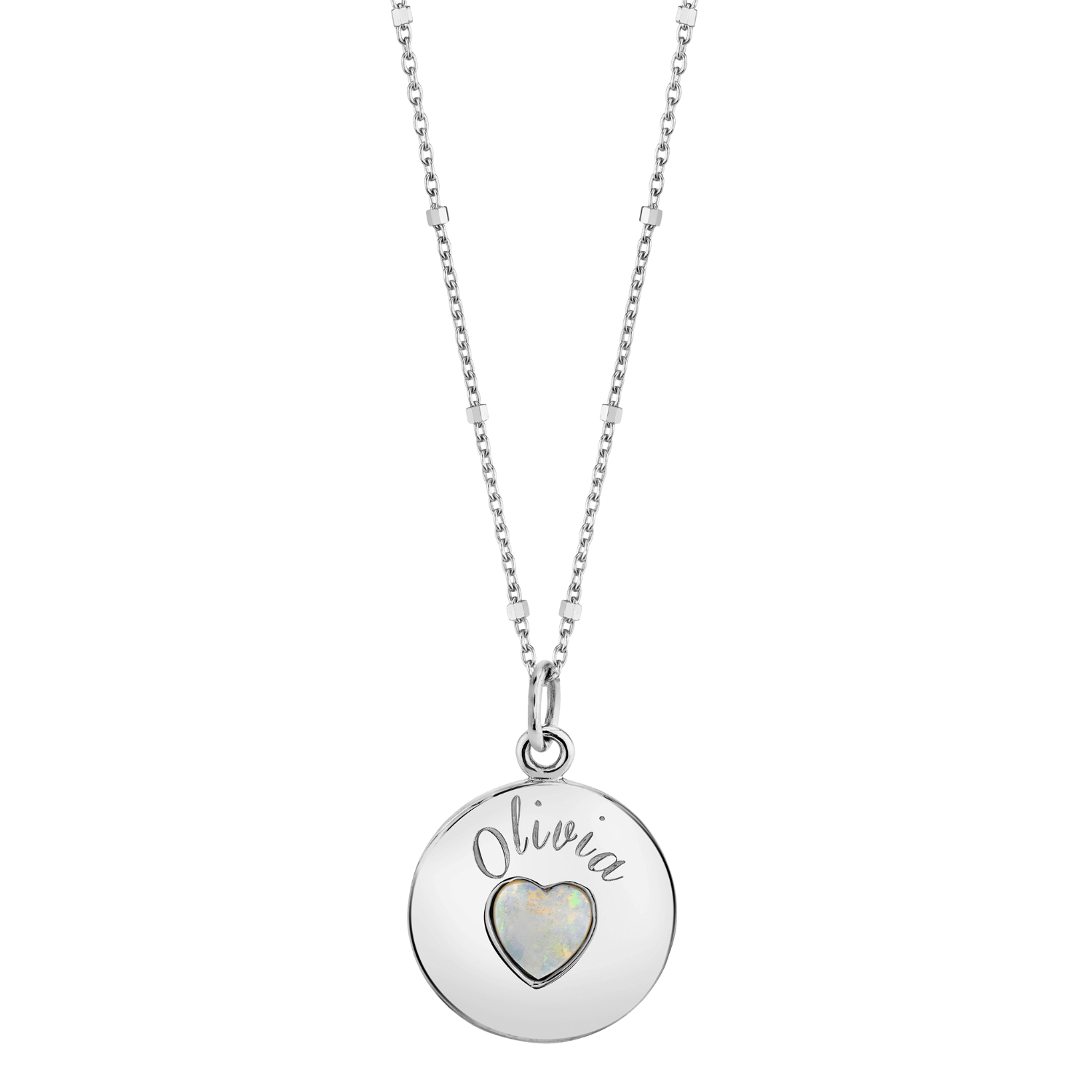 Grand Opal Heart Name Medallion