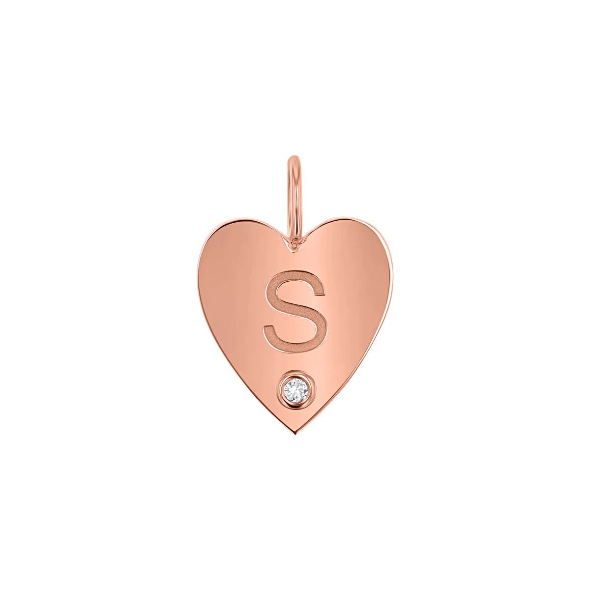 Kids Engravable Diamond Initial Heart Charm
