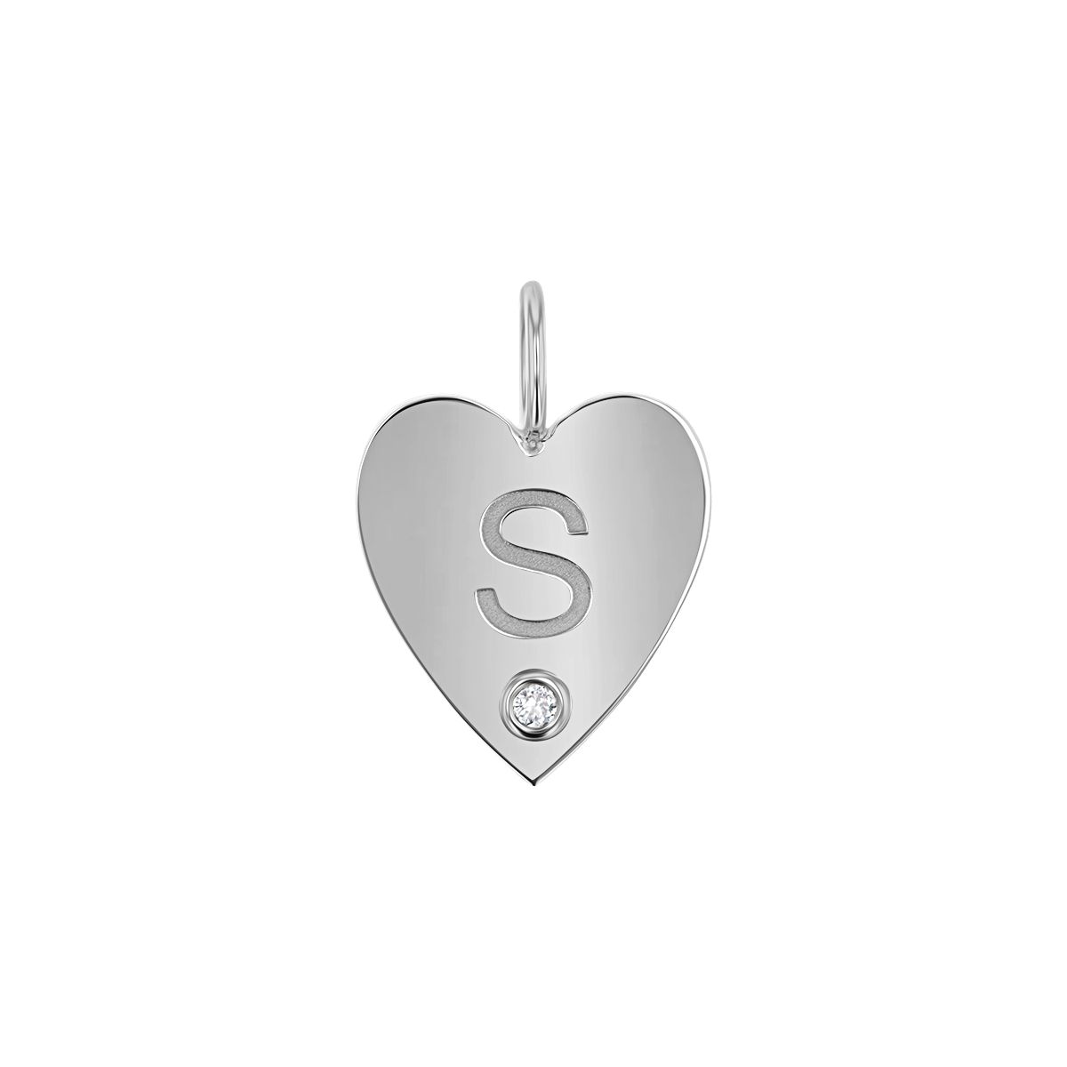 Engravable Diamond Initial Heart Charm