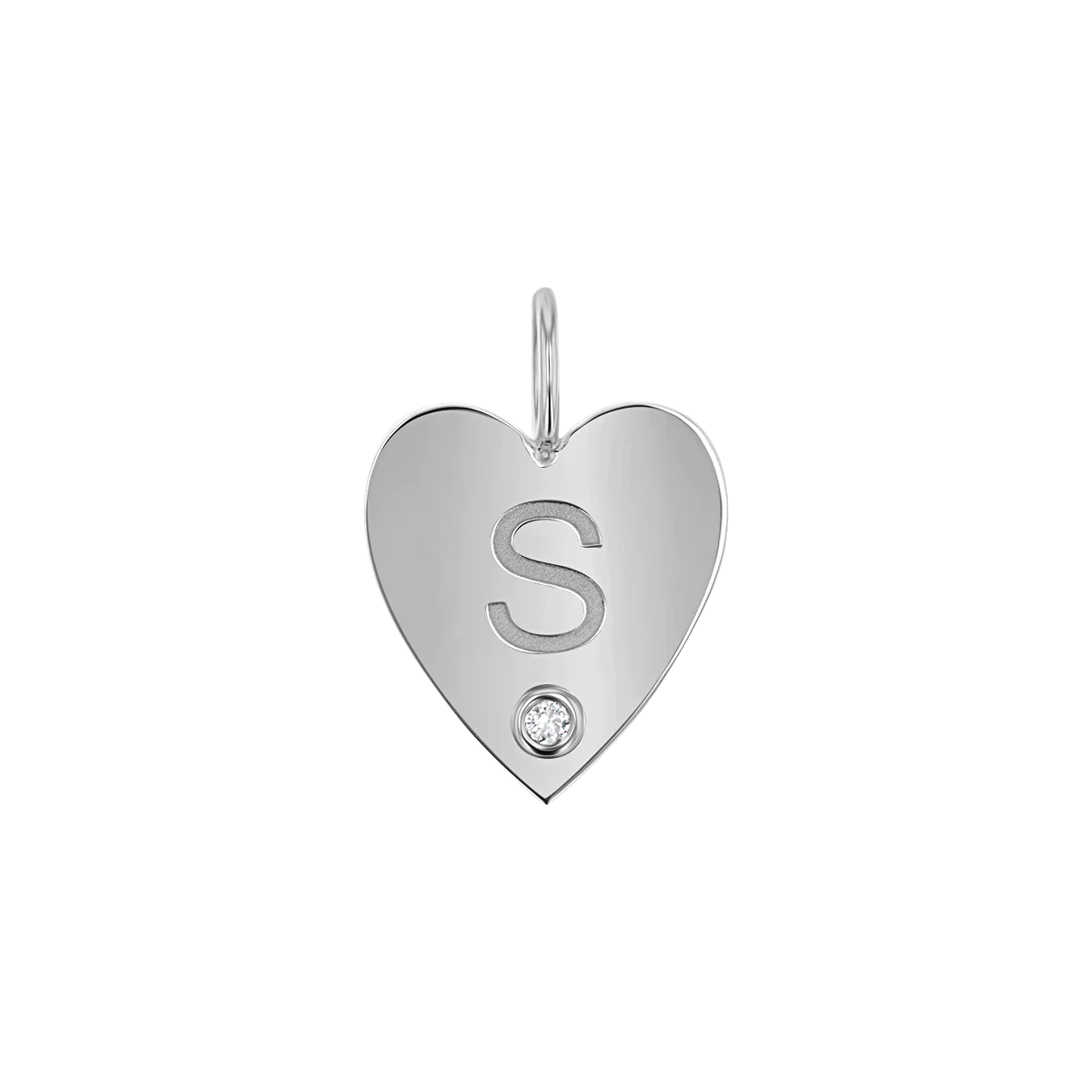 Kids Engravable Diamond Initial Heart Charm