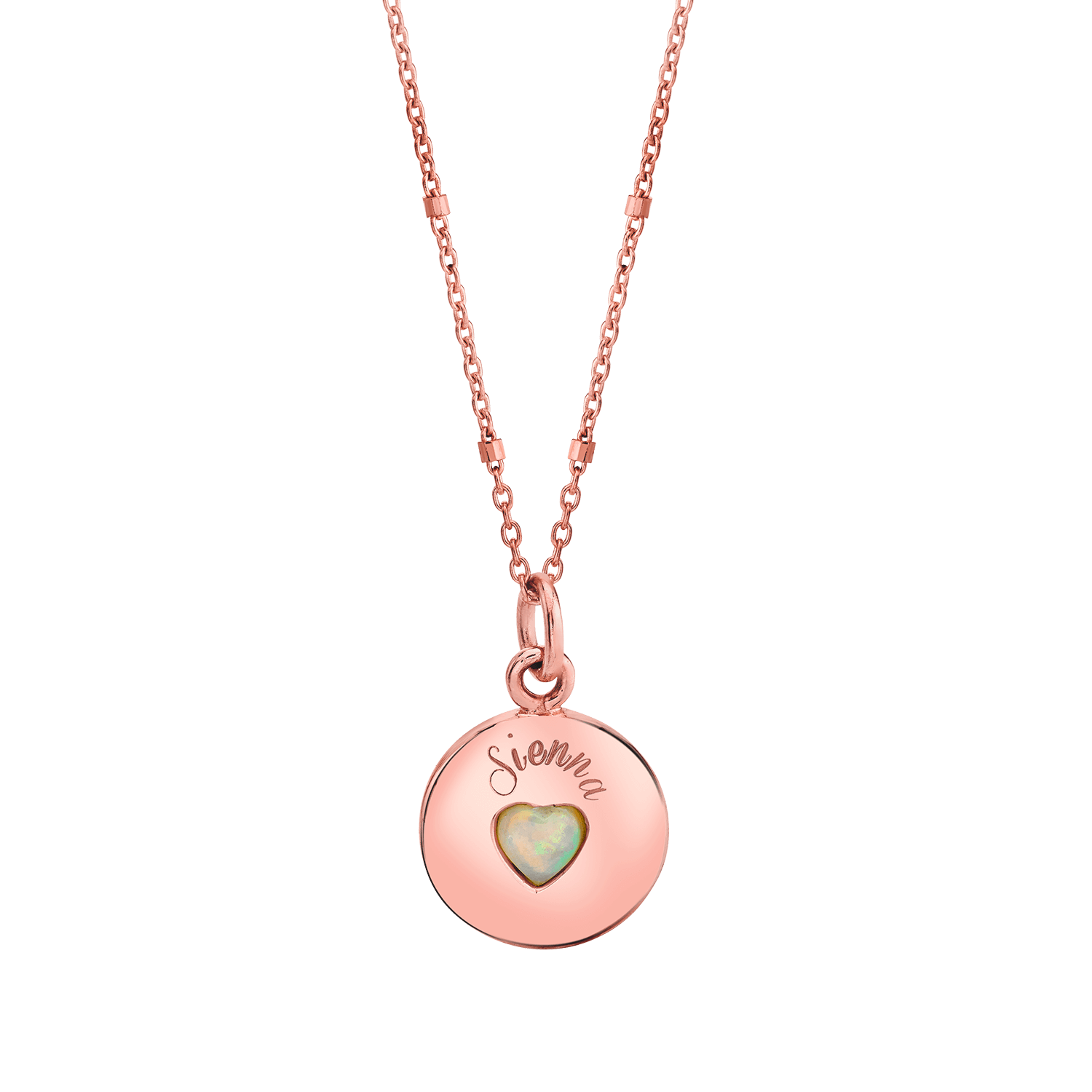 Opal Heart Name Medallion
