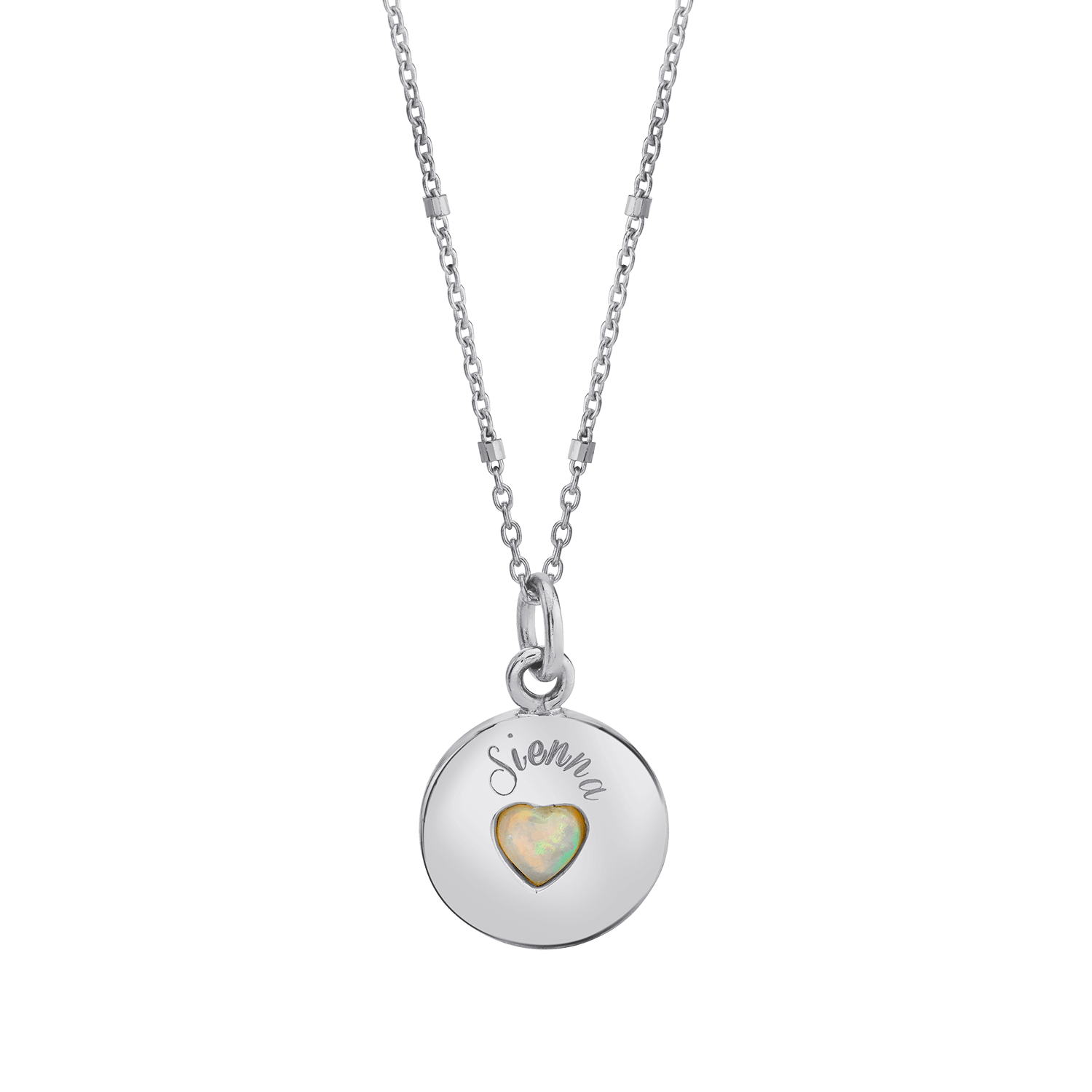 Opal Heart Name Medallion