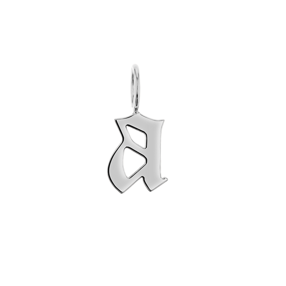 Gothic Old English Solid Initial Letter Charm
