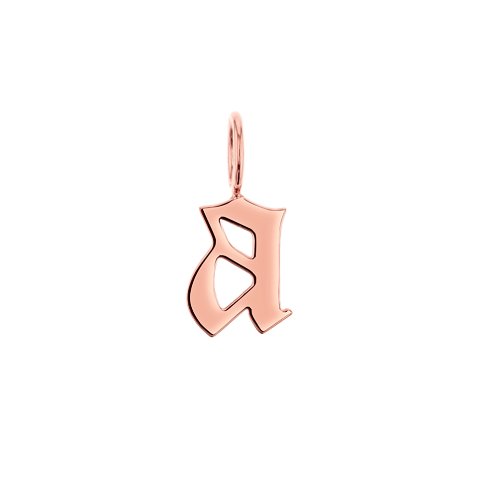 Gothic Old English Solid Initial Letter Charm