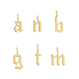 Gothic Old English Solid Initial Letter Charm