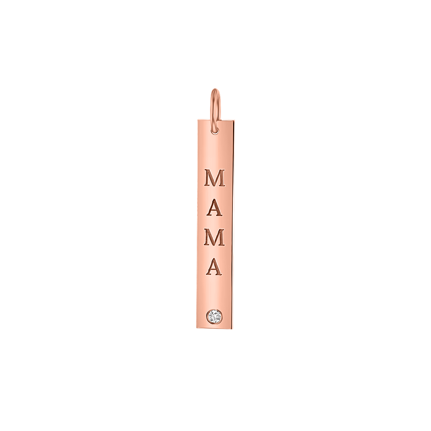 Mama Vertical Tag Charm With Diamond