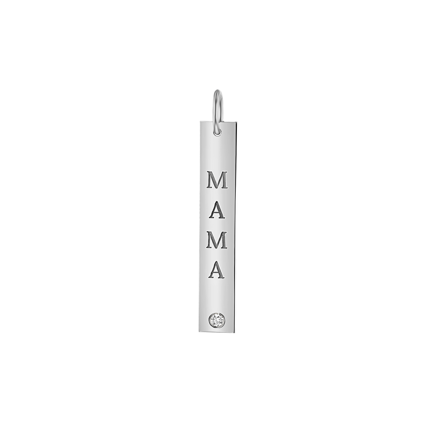 Mama Vertical Tag Charm With Diamond