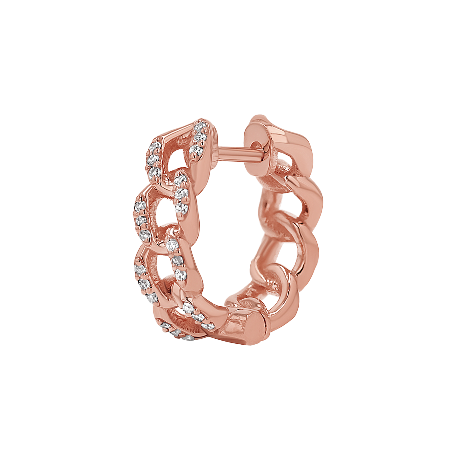 Diamond Cuban Link Huggies Hoop Earrings