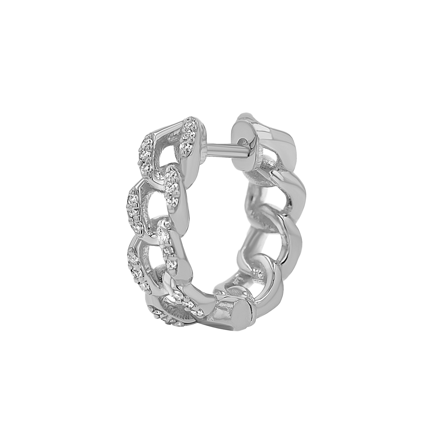 Diamond Cuban Link Huggies Hoop Earrings
