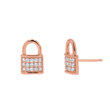 Love Padlock Diamond Pave Stud Earrings