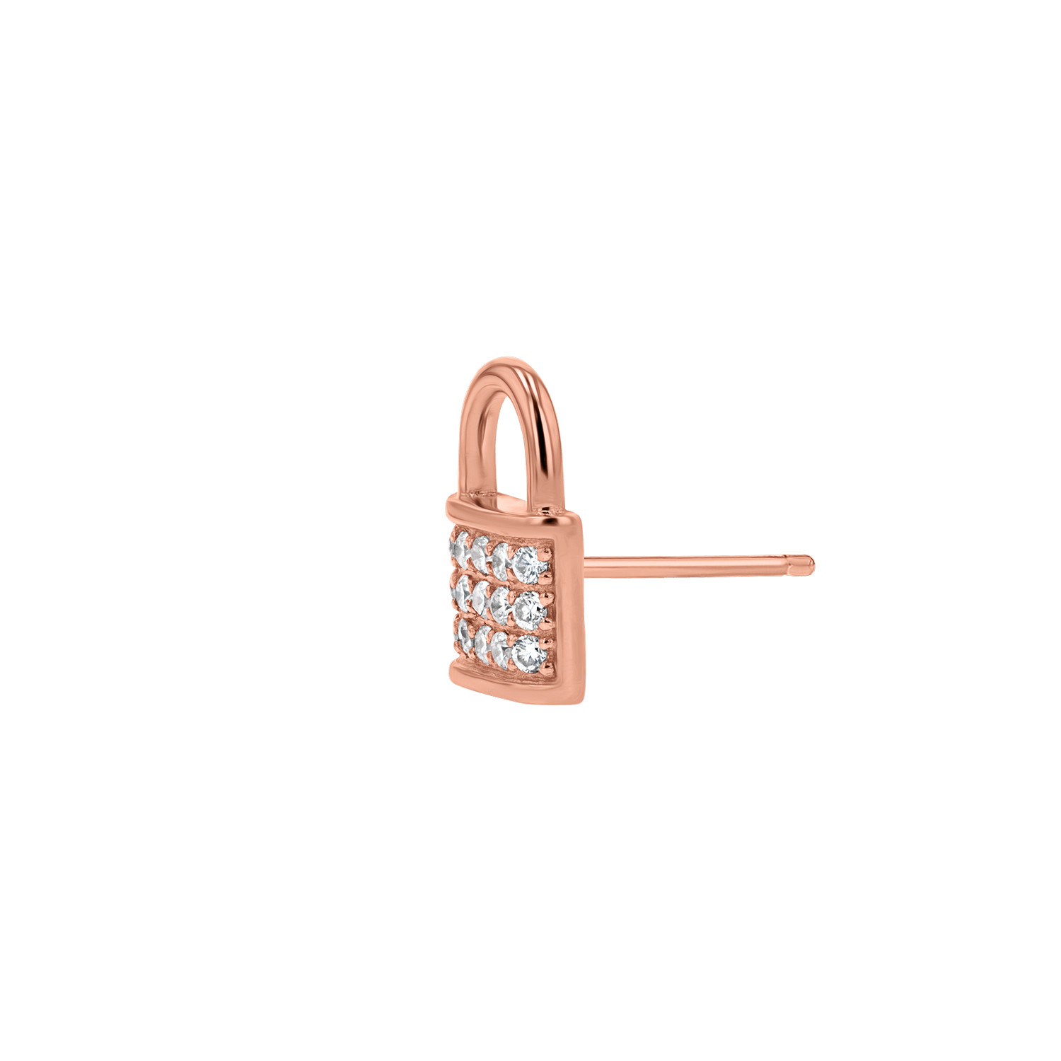 Love Padlock Diamond Pave Stud Earrings