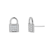 Love Padlock Diamond Pave Stud Earrings