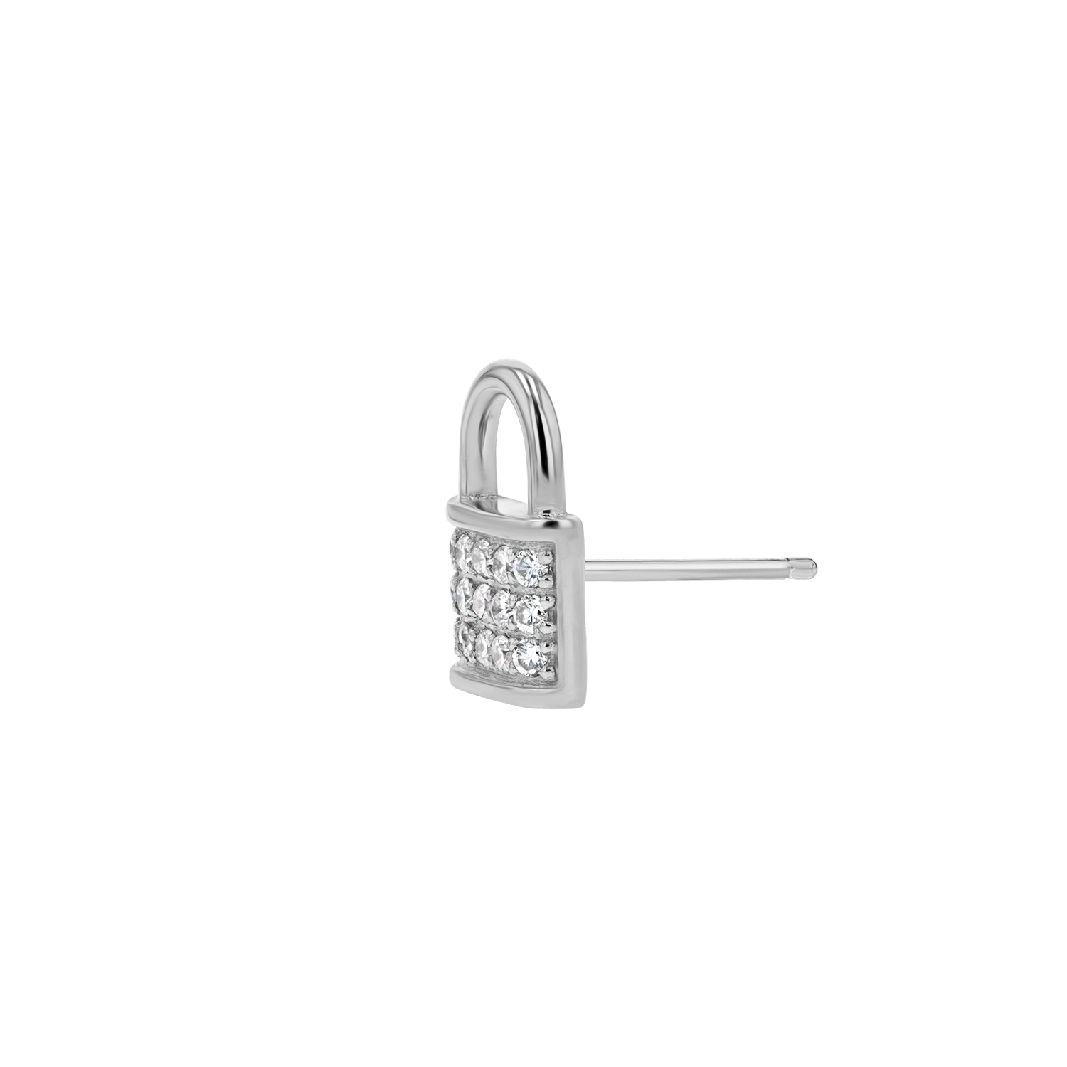 Love Padlock Diamond Pave Stud Earrings